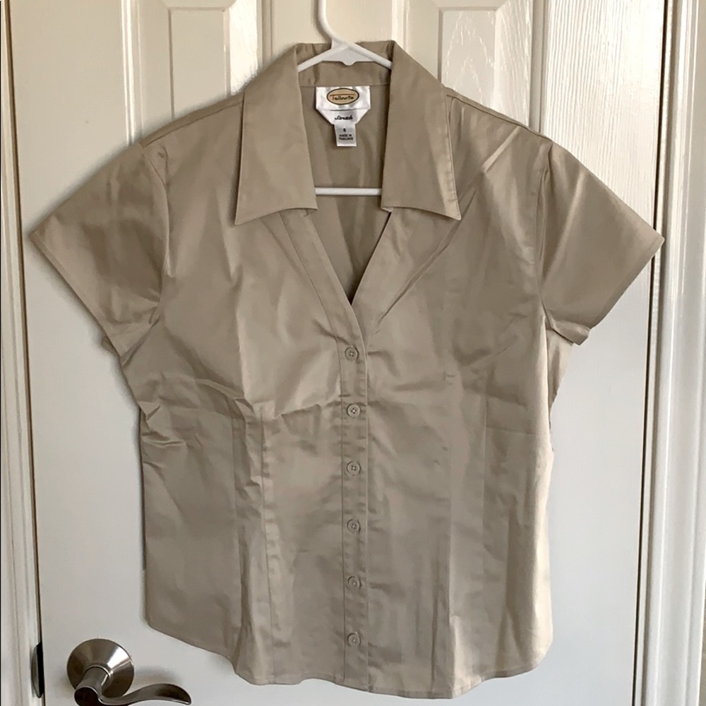 Size 6 khaki uniform button down short sleeve